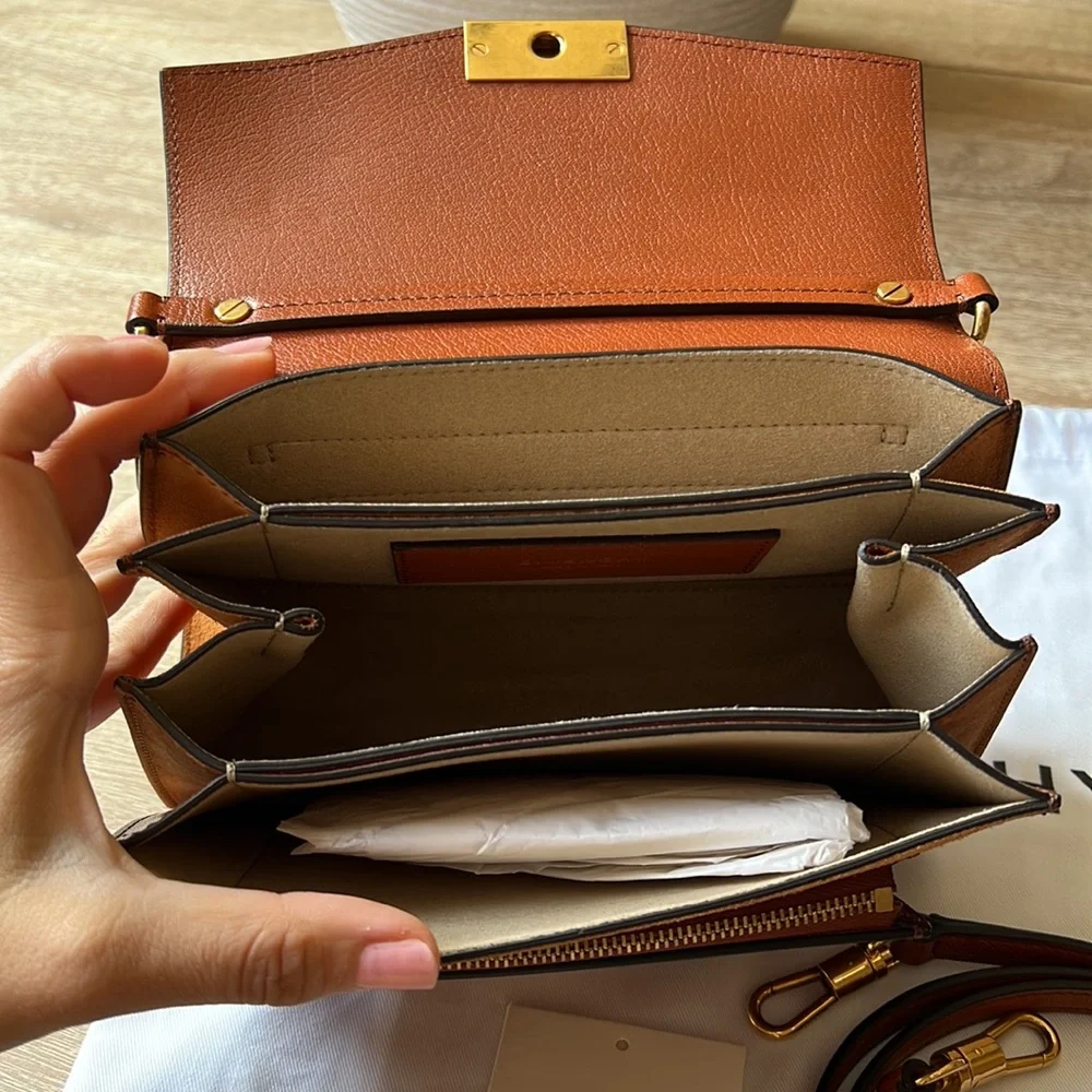 Givenchy Small GV3 Leather & Suede Crossbody Bag Chestnut - Picture 10 of 15